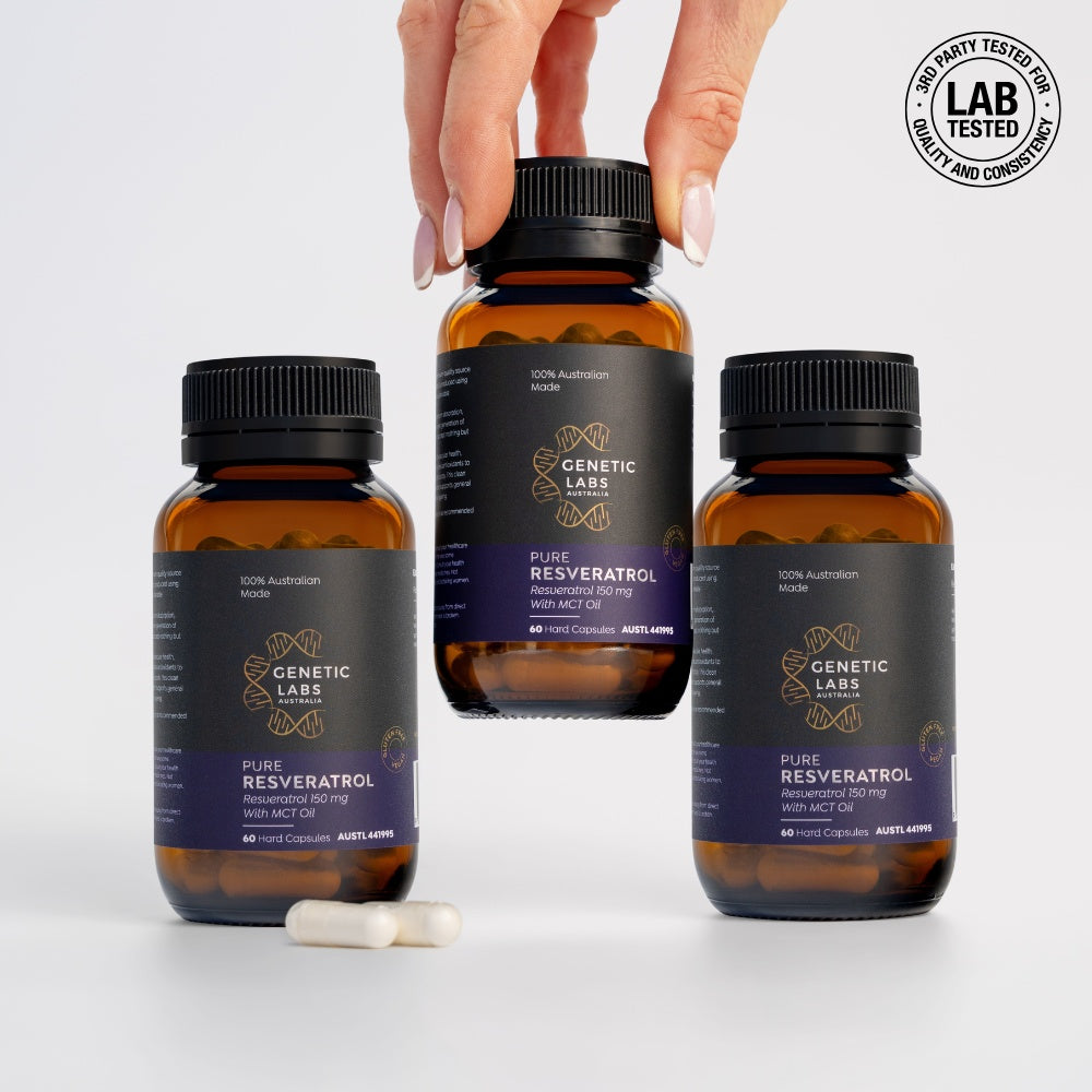 Resveratrol Supplement (3 Month Supply) with MCT Oil | Australian Made | 180 x 150mg