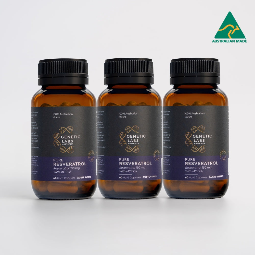 Resveratrol Supplement (3 Month Supply) with MCT Oil | Australian Made | 180 x 150mg