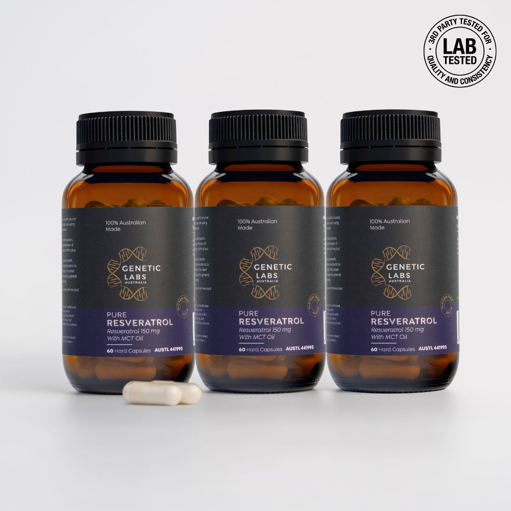 Resveratrol Supplement (3 Month Supply) with MCT Oil | Australian Made | 180 x 150mg