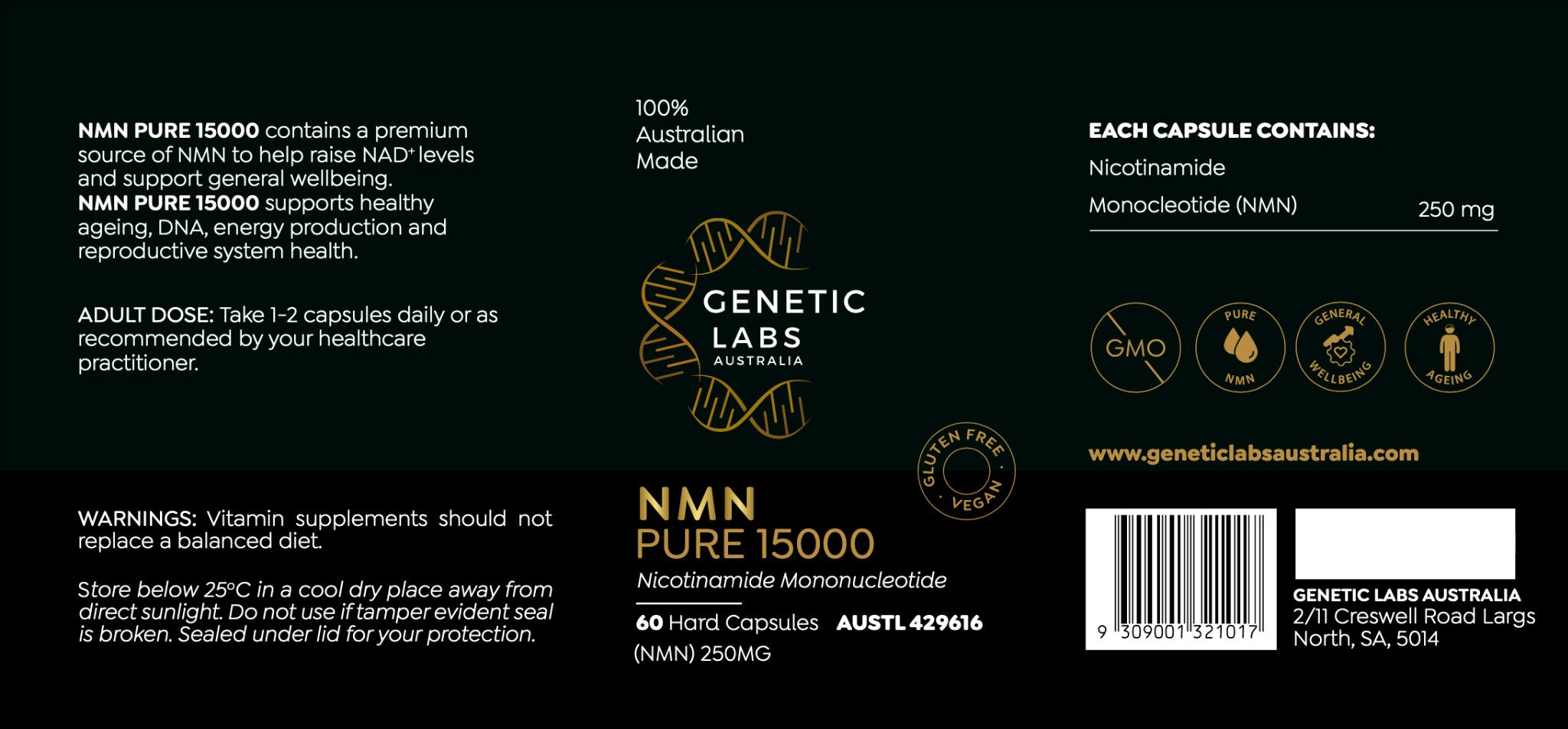 Australian NMN Supplement 250mg | Premium NAD+ Booster