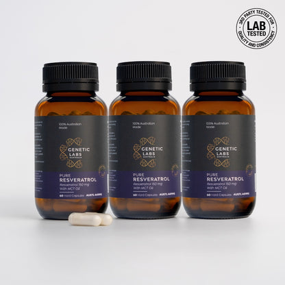 Resveratrol Supplement (3 Month Supply) with MCT Oil | Australian Made | 180 x 150mg