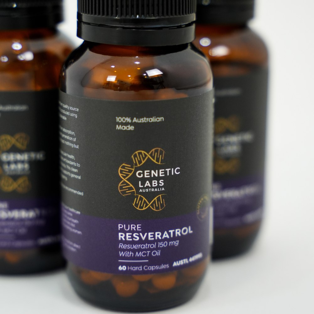 Trans-Resveratrol Supplement (3 Month Supply) with MCT Oil | Australian Made | 180 x 150mg - Genetic Labs Australia